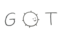 "GOT", but the "O" is a cute, smiling pufferfish.