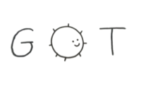 "GOT" where the "O" is a cute smiling pufferfish.